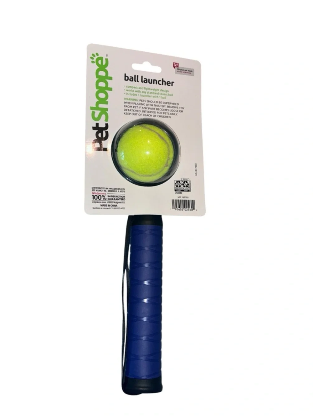 Blue Ball Launcher with Yellow Tennis Ball - Hands-Free Pickup